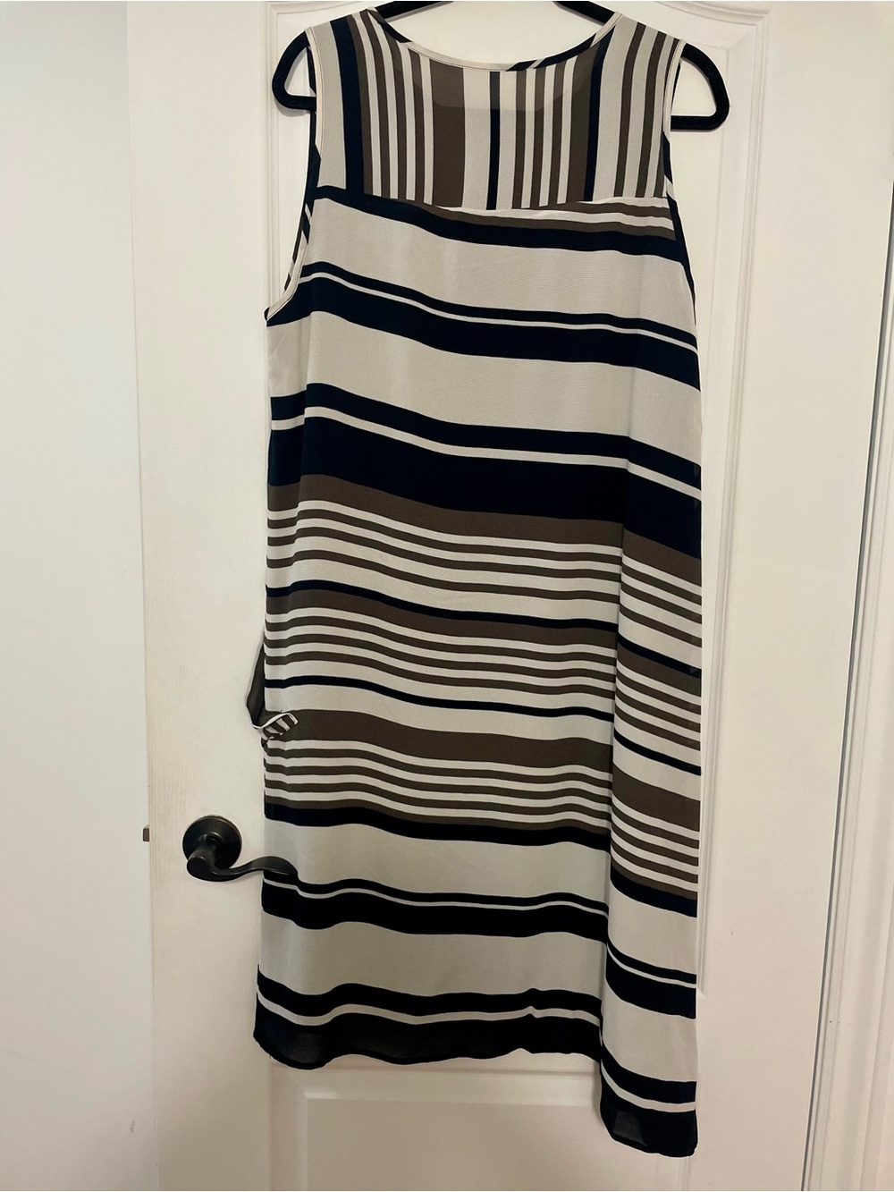 NWT Sleeveless Striped A-Line Midi Dress in Black & Cream Size 14